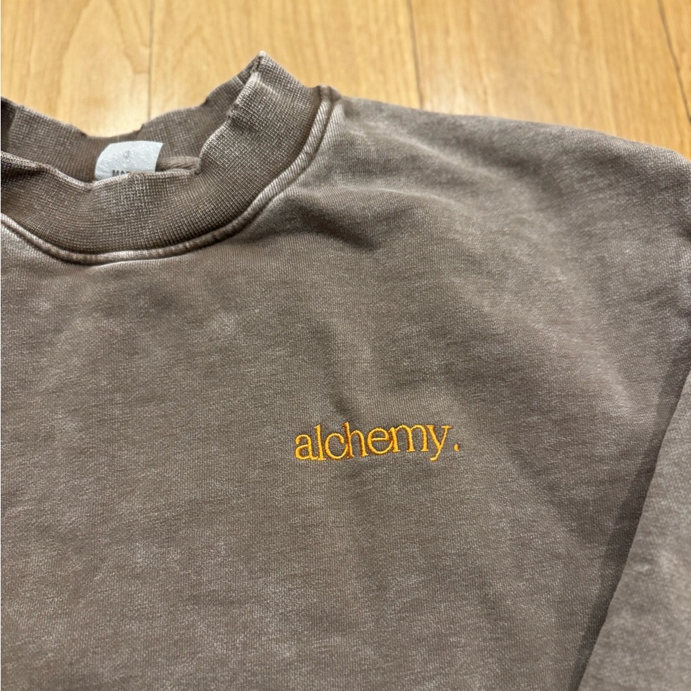 Alchemy Brown Sweatshirt with Orange Embroidery